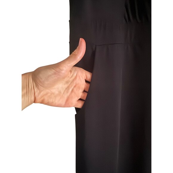 Apt. 9 Black Ruffle Neck Tile Border Dress with Pockets Size 2X 18 20 22 Plus Sz - Picture 4 of 7